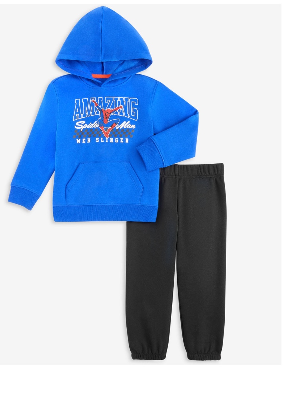 Boys Toddler Spiderman Blue Hoodie and Black Pants Set - Epic Threads